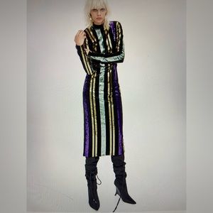ZARA Velvet Sequins Maxi Dress Size M